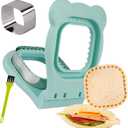 LEPCY Uncrustables Sandwich Maker Sealer Cutter, Crustless Sandwich Cutter, PB&J Uncrustable Maker - Color Turquoise, Square Shape (Large-Square:3.75*3.75 cutter)