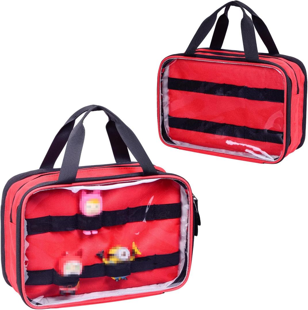 Storage Carrying Bag for Tonies 2 Characters, Travel Case for Tonie Figures, Up to 34 Pieces (Black/Red, Large)