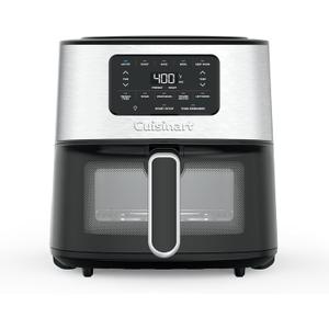Cuisinart Air Fryer, 6-Quart Basket Large Fryer with 5 Cooking Functions to Roast, Bake, Broil, Air Fry and Keep Warm, 5 Airfryer Presets, Dishwasher-Safe Parts, AIR-200NAS, Stainless Steel & Black (6 Qt. Window)