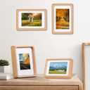 5x7 inch Natural Wood Picture Frame, Natural Beech Wooden Frame, Display Pictures 3.5x5 with Mat or 5x7 Without Mat, for Tabletop Display Home Decor Wood Photo Frames