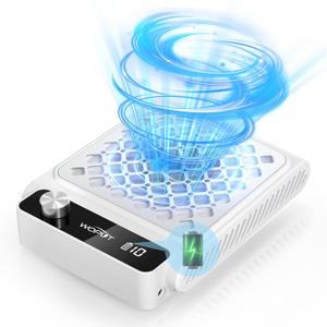 Rechargeable Nail Dust Collector, 980PA Portable Cordless Nail Vacuum Dust Collector Fan with Filter Papers (30 Pcs) for Acrylic Nail Polishing & Manicure Pedicure at Nail Salon & Home - White