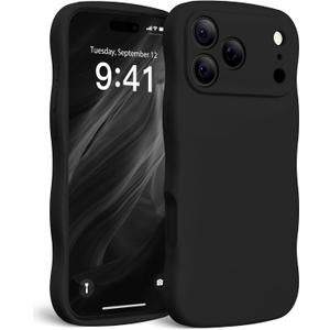 Magnetic for iPhone 17 Pro Max Case, [Full Camera Protection][Compatible with MagSafe] Cute Wave Frame Silicone Shockproof Protective Phone Case for iPhone 17 Pro Max 6.9", Black