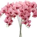 PATIKIL Artificial Orchid Stems 41", 6 Pack 9 Heads Faux Phalaenopsis Flowers Real Touch Fake Orchid Flower Branch for Vase Home Wedding Decoration, Dark Pink