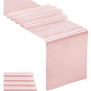 5-Pack Satin Table Runner Rose Gold 12 x 108 inches Long, Table Runners for Wedding, Birthday Parties, Banquets Decorations5 Pack, 12x108 Inch, Rose Gold