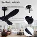 52" Ceiling Fans with Remote Control without Light, Modern Reversible DC Motor Indoor Outdoor 3 Blade Ceiling Fan for Patio, Bedroom and Farmhouse (Black)