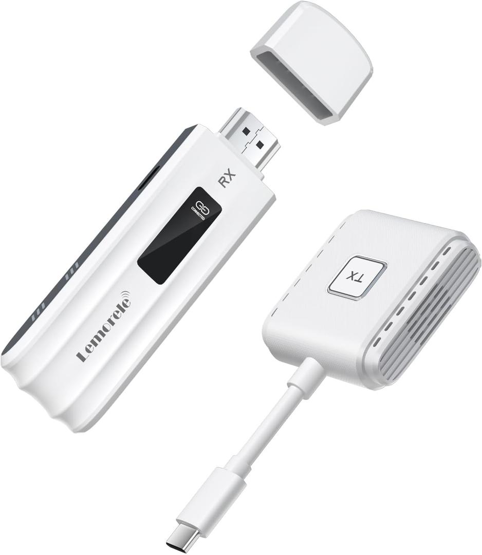 Lemorele Wireless USB-C Transmitter and HDMI Receiver Kit, Plug&Play USB-C to HDMI Wireless Extender, 2.4/5G 164ft Range 1080P Full HD, for Streaming Video&Audio to HD TV/Monitor from Phone/Laptop