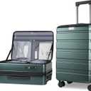 KROSER Carry On Luggage with Spinner Wheels & Built-in TSA Lock, Expandable Top Loading Hard Shell Suitcase Large Capacity Durable Rolling Luggage with USB Port, Carry-On 20-Inch, Dark Green