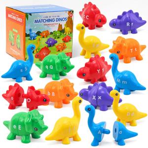 26Pcs Matching Letters Fine Motor Toy, Alphabet Match Game Educational Toys for Toddlers 1-3 Dinosaur Alphabet Learning Toy for Toddler Age 1, 2, 3 Montessori Preschool Educational ToyNew Model