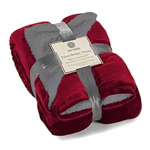 Genteele Sherpa Throw Blanket Super Soft Reversible Ultra Luxurious Plush Blanket (50 inches x 60 inches, Rich Burgundy Red/ Gray)