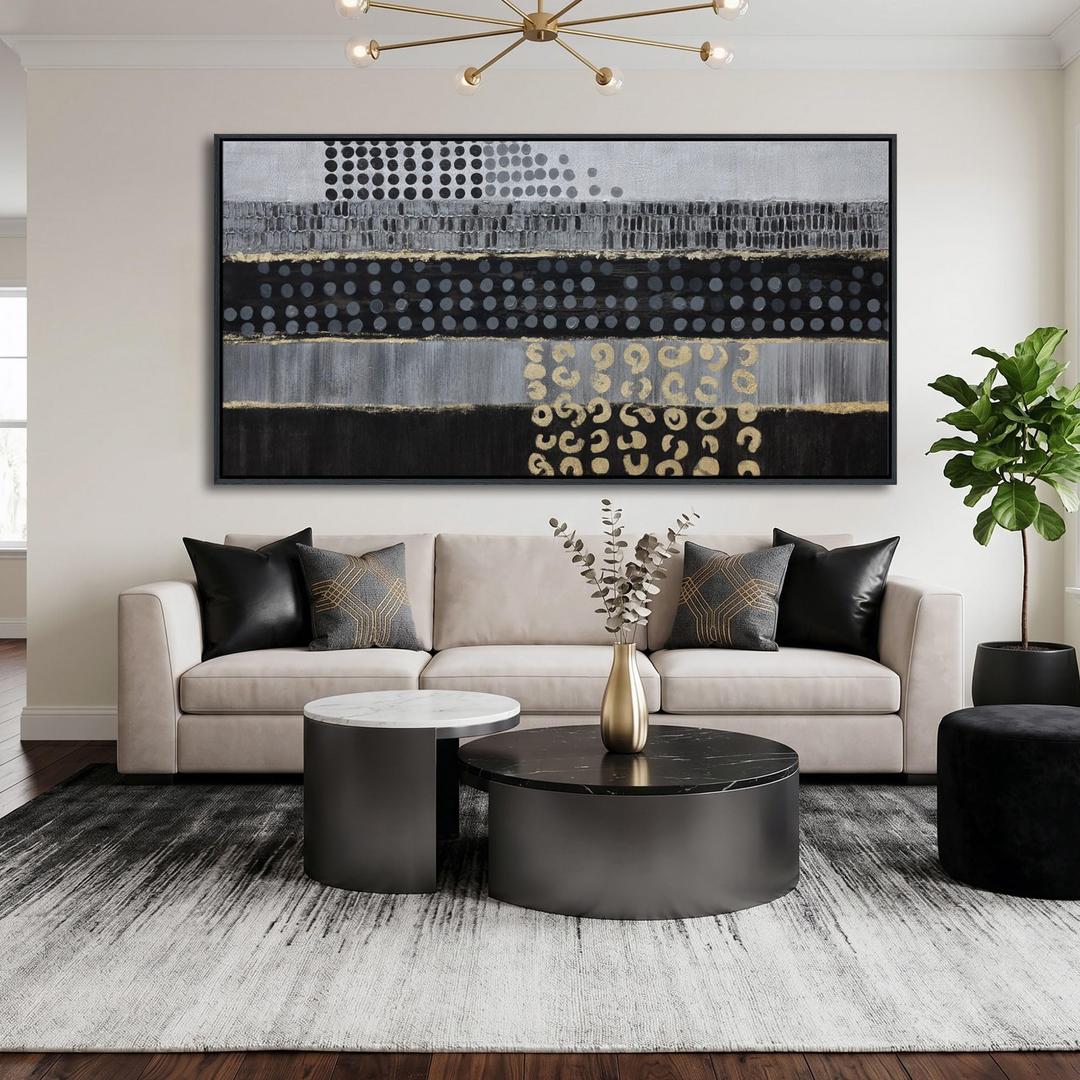 Extra Large Gold Abstract Canvas Wall Art - Modern Framed Pictures for Living Room, Gold and Brown Wall Decor Above Bed for Bedroom, Contemporary Office Artwork 29×58IN