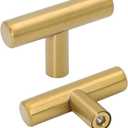 goldenwarm 30Pack Brushed Brass Single Bar Cabinet Cupboard Drawer Door Handle Pull Knob for Furniture Kitchen Hardware Overall Length 2in