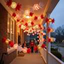 Riakrum 12 Pcs Christmas Candy Paper Lanterns 10 Inch Red Green White Christmas Hanging Paper Lantern Decorations Craft Sets for Xmas Party Supplies Indoor Outdoor Decor