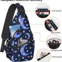 Blue Moon Sling Bag Crossbody Travel Hiking Chest Backpack Shoulder Daypack for Women Men