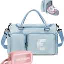 Initial Travel Duffle Bag, Personalized Weekender Bag, Monogram Overnight Bag Gift for women,Birthday Gifts Personalized Gifts Bridesmaid Gifts (light blue)