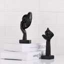 6.5" H Black Art Thinker Figurines 2 PCS, Abstract Small Statues Home Accent Decor for Shelf, Office Desk, Living Room, Knick Knacks Decorations for Shelves (2 PCS Black)