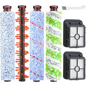 Filter Brush Replacement Compatible with Bissell CrossWave, 4 Brush Roll 1868 + 3 Vacuum Filter 1866, Compare to Part 1608683, 160-8683, 1608684