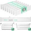 Expandable Drawer Dividers, Adjustable Drawer Organizers for Utensils, Clothes with 8 Drawer Separators(12.6-22.8''), 16 Inserts(3.9-7.1''), Drawer Divider in Kitchen, Bedroom, Office Storage (White)