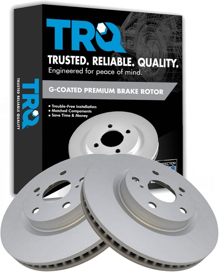 TRQ Front Disc Brake Rotor Pair Set for 08-18 Avalon / 07-19 Camry / 17-18 Corolla iM / 13-18 ES300h / 07-18 ES350 / 16 iM / 09-13 Matrix / 06-18 Rav4 / 11-16 tC / 09-10 Vibe