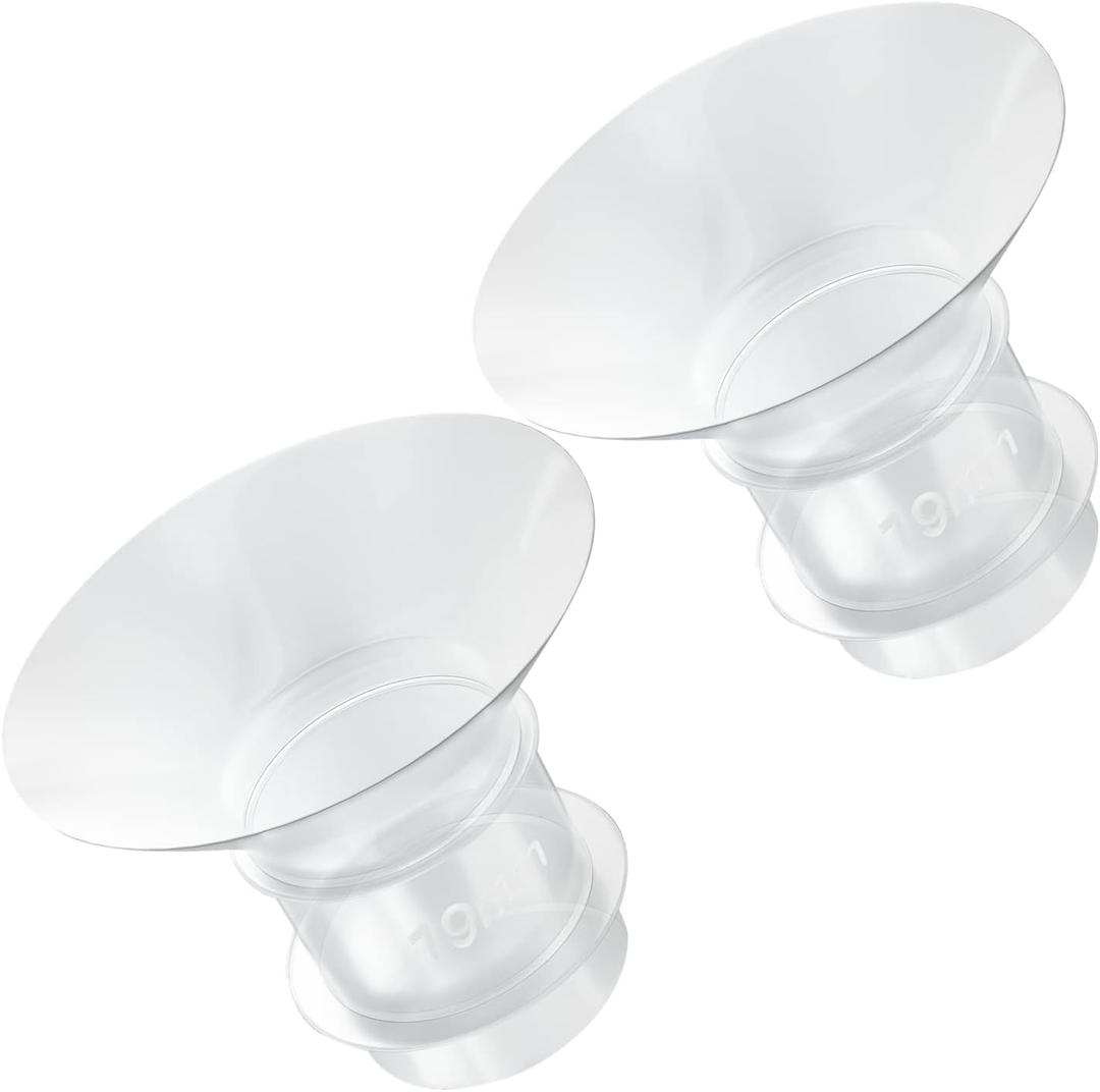2PCS Flange Insert 19mm Compatible with Medela/Spectra/Willow/TSRETE/Momcozy S9/S12/S9Pro/S12Pro Breastpump 24mm Shields, Reduce 24mm Nipple Tunnel Down to Correct Size, Pump Parts Replace