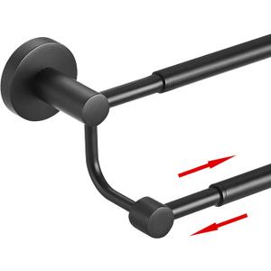 BESy Adjustable 16-26 Inches Double Bath Towel Bar for Bathroom SUS304 Stainless Steel Towel Holder, Hotel Style Wall Mount with Screws Hand Towel Bar Towel Rack Rod Hanger, Matte Black Finish