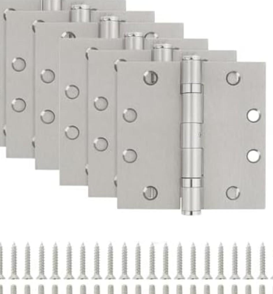 Door Hinges Hardware Hinge 4.5 Inch Square Interior Hinges for Doors Ball Bearing Door Hinge 4-1/2 x 4-1/2 Full Mortise 5 Pack Silver Exterior Door Hinges Bifold Residential Office Hinges 4 ½"x 4 ½"
