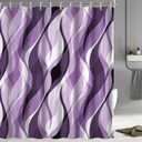 Purple Shower Curtain, Modern Abstract Purple and Grey Striped Shower Curtain for Bathroom Waterproof Lavender Shower Curtain Set with Hooks, 72x72 Inch