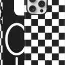Jusy Compatible with MagSafe Checkerboard Phone Case for iPhone 13 Pro Max, Cute Aesthetic Checkered Magnetic Soft TPU & Hard PC Protective Phone Cover for Women GirlsMatte - Black & White