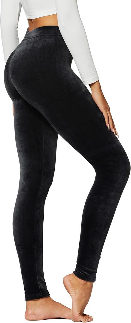 Conceited Luxe Leggings Velvet or Vegan Leather(Medium, Black)