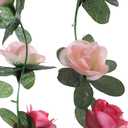 Miracliy 8Pcs 66FT Pink Flower Garland, Artificial Rose Floral Vines Fake Hanging Spring Flower Garland for Wall Backdrop Wedding Arch Tea Party Door Mantle Decoration