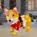 WATERGLIDE Christmas Outdoor Decoration Lighted Dog, 17 Inch Height Pre-Lit 3D Tinsel Cute Puppy Xmas Indoor Outside Holiday Decor with Clear Lights, Light Up & Plug in for Yard Garden Lawn Display