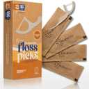 Trueocity Natural Floss Biodegradable Floss Picks 100ct Double flossers for Adults, Individually Wrapped flossers, Double Thread, Strong, Unflavored, BPA Free, Fluoride Free, Eco Friendly
