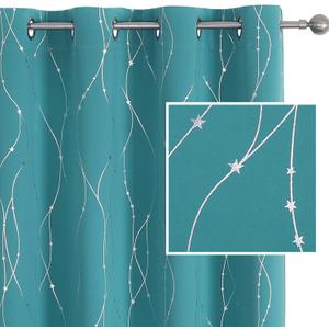 SMILE WEAVER Turquoise Blackout Curtains for Bedroom 54 Inch Long,Room Darkening Soft Thick Thermal Insulated Light Blocking Window Drapes for Living Room/Nursery 2 Panels,Teal Green