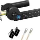 Fingerprint Door Knob, Smart Door Lock with Handle, Keypad Door Lock with Biometric, 4 Unlock Ways: Fingerprint, Passcode, IC Card, Spare Key, Doorbell, 6 Languages for Bedroom, Office, Apartment