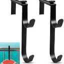 2Pcs Adjustable Pool Pole Hanger, Double Pool Hooks for Poles, Mental Pool Fence Hooks for Hanging Pool Equipment Hooks, Pool Pole Hooks for Pool Skimmer Pole Pool Hose, Wall Pool Tool Holder (Black)