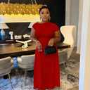 GOKATOSAU Women's Asymmetry Neck High Side Split Bodycon Ruched Plus Size Long Maxi Dress (Red)