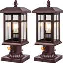 Brilvibera Bronze Post Lights Dusk to Dawn 2 Packs, Outdoor Post Mount Outdoor Light Fixtures, Bronze Patio Pole for Lights Waterproof, Exterior Lamp Post Light Fixture for Path Garden Yard Patio