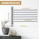 Teenyyou 20.4 Inches Swivel Towel Rack 304 Stainless Steel 6 Arms Bathroom Towel Rack Hanger Pool Holder Wall Mounted Swivel Bar Space Saving with Hook(Sliver)