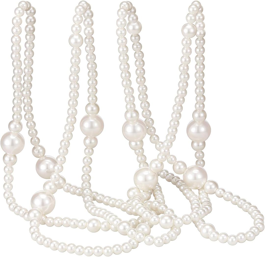 11.8 Ft Beige Faux Pearl Beads Garland for Valentine Tree Large Pearl Garland Strand Chain Wedding Decoration for Floral Centerpieces Wedding Party Favor Mantel Fireplace Stairs