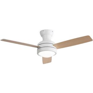 Ceiling Fans with Lights 42 inch Low Profile Ceiling Fan with Light and Remote Control, Flush Mount, Reversible, 3CCT, Dimmable, Noiseless, Black Ceiling Fan for Bedroom, Indoor/Outdoor Use (White)