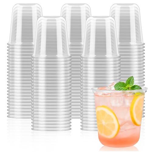 Jycnolm 40 Pcs Round Bottom Plastic Cups 12 oz Disposable Stemless Wine Glasses Cocktail Clear Party Cups for Meeting, Wedding, Birthday, Party Supplies