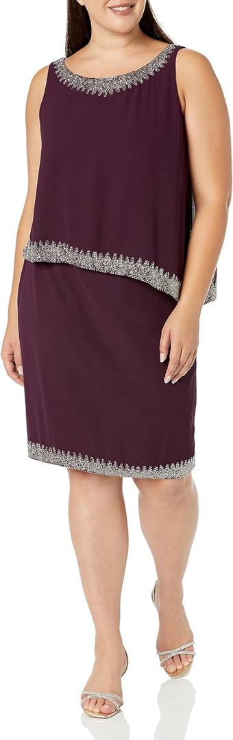J Kara Women's Short Cocktail Blouson Straight Fit Dress (4)