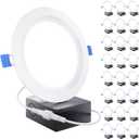 Sunco 24 Pack 6 Inch LED Recessed Light, Ceiling Canless Recessed Lights, Baffle Trim, 850 LM, 14W, 5000K Daylight, Dimmable with Junction Box