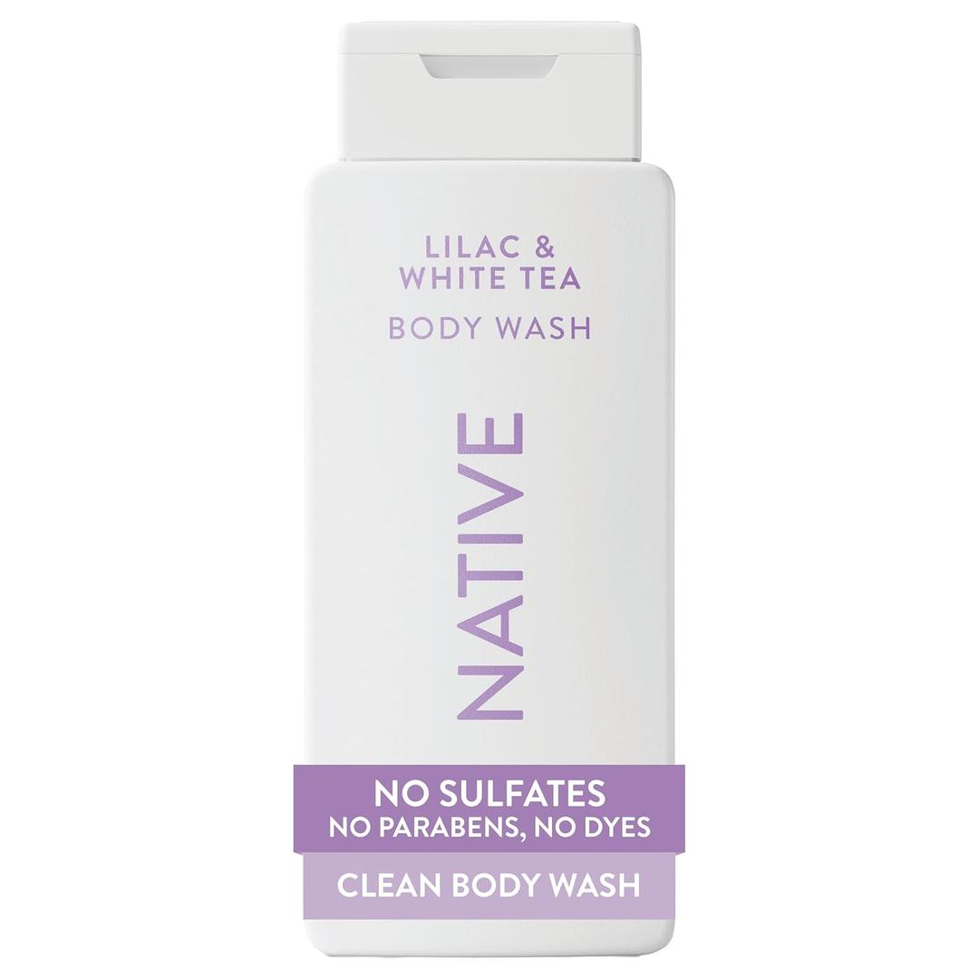 Native Body Wash Contains Naturally Derived Ingredients | For Women & Men, Sulfate, Paraben, & Dye Free Leaving Skin Soft and Hydrated | Lilac & White Tea 18 oz