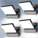 ledmo 150W LED Wall Pack Light Outdoor Dusk to Dawn LED Wall Pack Light Freely DIY Rotatable Modern 5000K Waterproof Black Security Floodlight Fixture for Shop House Area Barn4 Pack