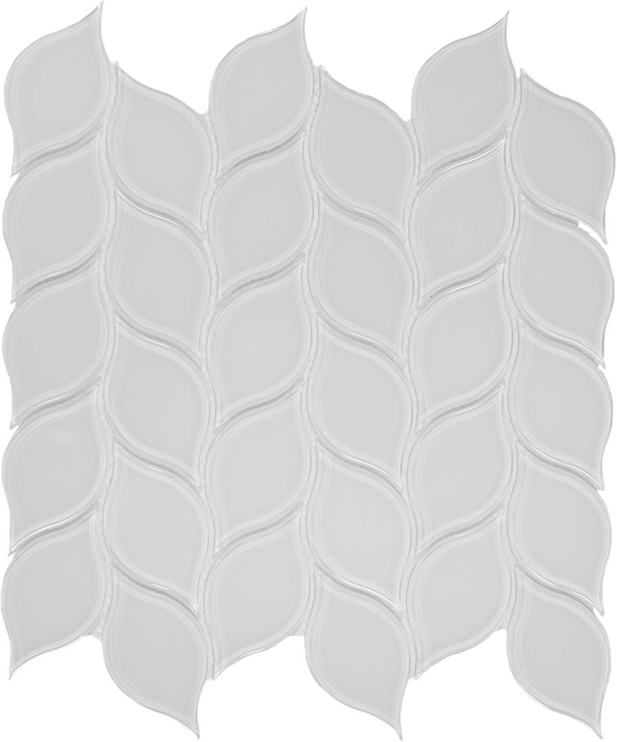 5 Sheets Ivy Glass Mosaic,Leaf Tile Mosaic for Kitchen Backsplash,Leaf Shape Mosaic for Home Décor