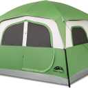 Happy Travel Tent 6 Person Tents for Camping, Waterproof Easy Setup Camping Tent with Rainfly, Portable Large Family Cabin Tent with 5 Large Mesh Windows and Carry Bag for Outdoor Camping & Hiking (Green)