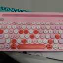 HUO JI Wireless Keyboard Multi-Device, Bluetooth and 2.4G Dual Mode for iPad, Switch to 3 Devices for Tablet, iPhone, PC, Smart TV, Cellphone, iOS Android Windows, Pink