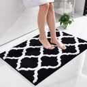 OLANLY Bathroom Rugs 36x24, Soft and Absorbent Microfiber Bath Rugs, Non-Slip Shaggy Shower Carpet, Machine Wash Dry, Bath Mats for Bathroom Floor, Tub and Shower, Black