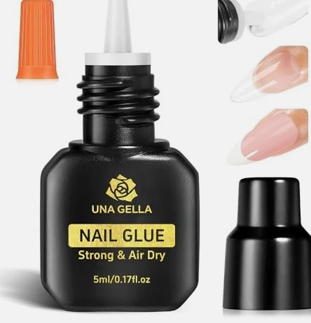 UNA GELLA Quick Drying Super Nail Glue for Press On Nails, Acrylic Nails & Nail Tips No Lamp Need Press On Nails Glue Drip Use with Opener（5ML） Long Lasting for DIY Nail Art