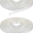 Tondiamo Shower Door Side Strip Seal Glass Translucent Shower Door Side Strip Seal Soft Clear PVC Frameless Glass Sweep to Stop Water(7/32 x 98.4 Inches,2 Rolls)